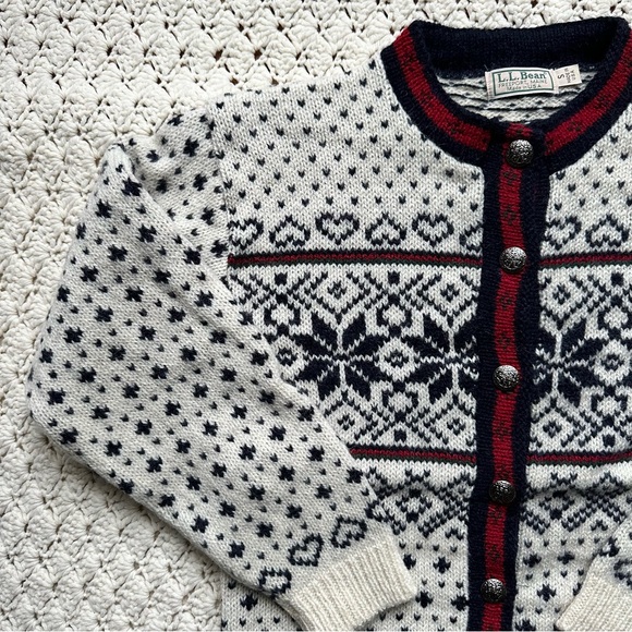 Vintage L.L. Bean Nordic Sweater Cardigan Small - Picture 6 of 6